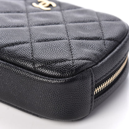 Chanel Caviar Quilted Small Curvy Pouch Cosmetic Case Black 9 of 10