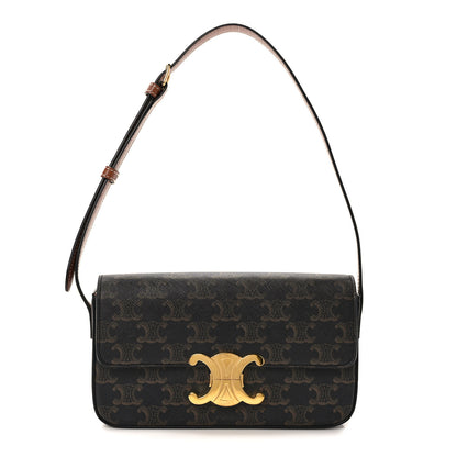 Celine Canvas Calfskin Triomphe Shoulder Bag Tan 1 of 9