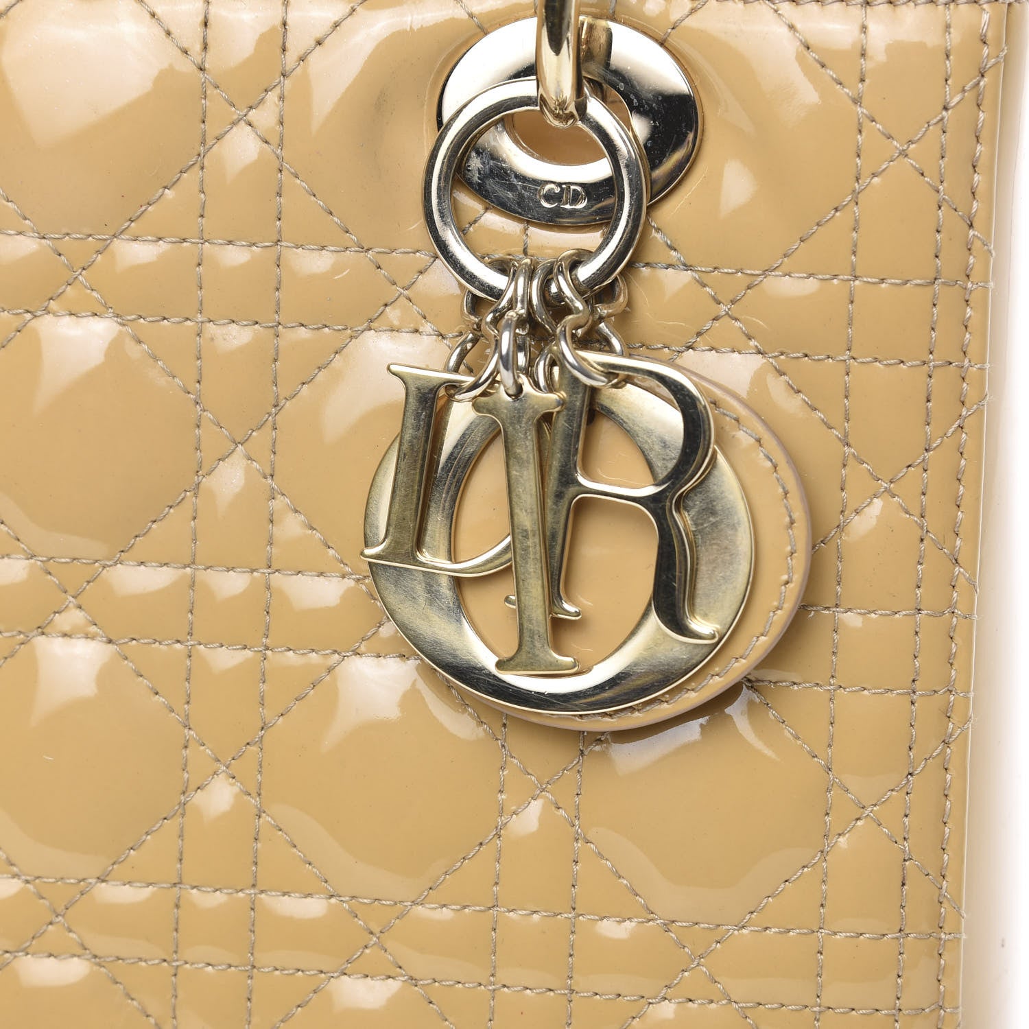 Christian Dior Patent Cannage Medium Lady Dior Beige 9 of 11