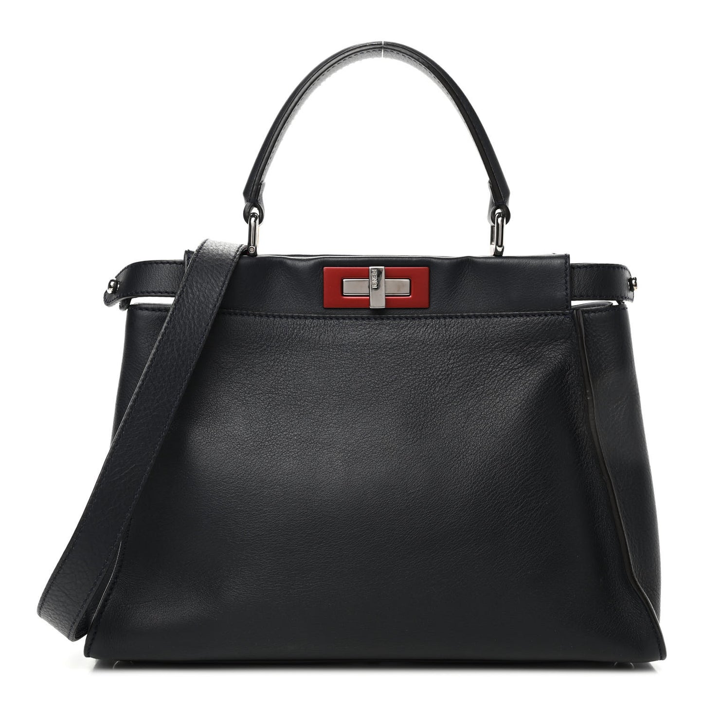 Vitello Seta Shiny Nappa Medium Peekaboo Iconic Satchel Blue Notte Ardesia