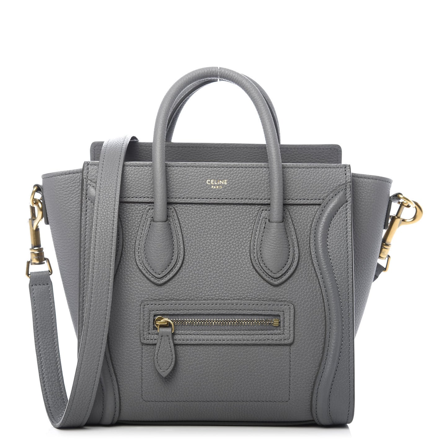 Drummed Calfskin Nano Luggage Kohl