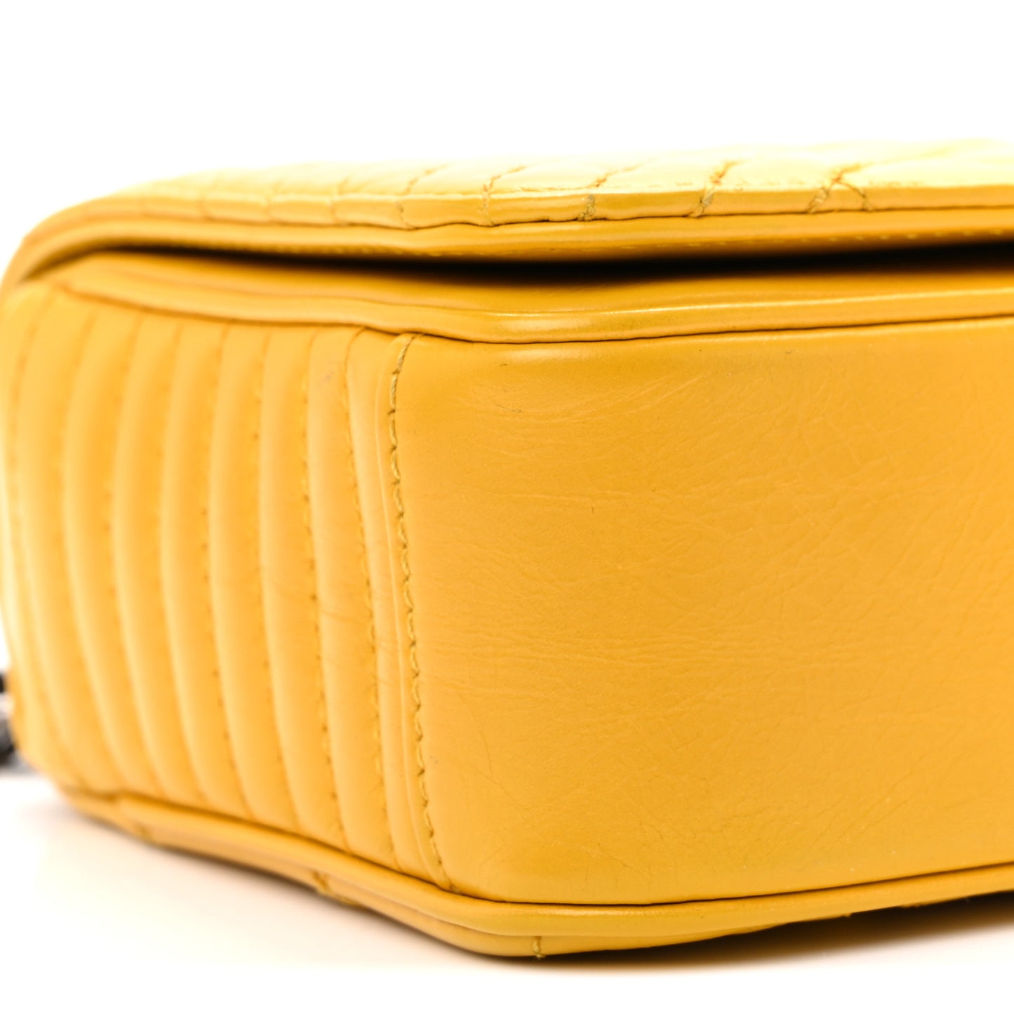 Glazed Calfskin Quilted Small Coco Boy Flap Yellow