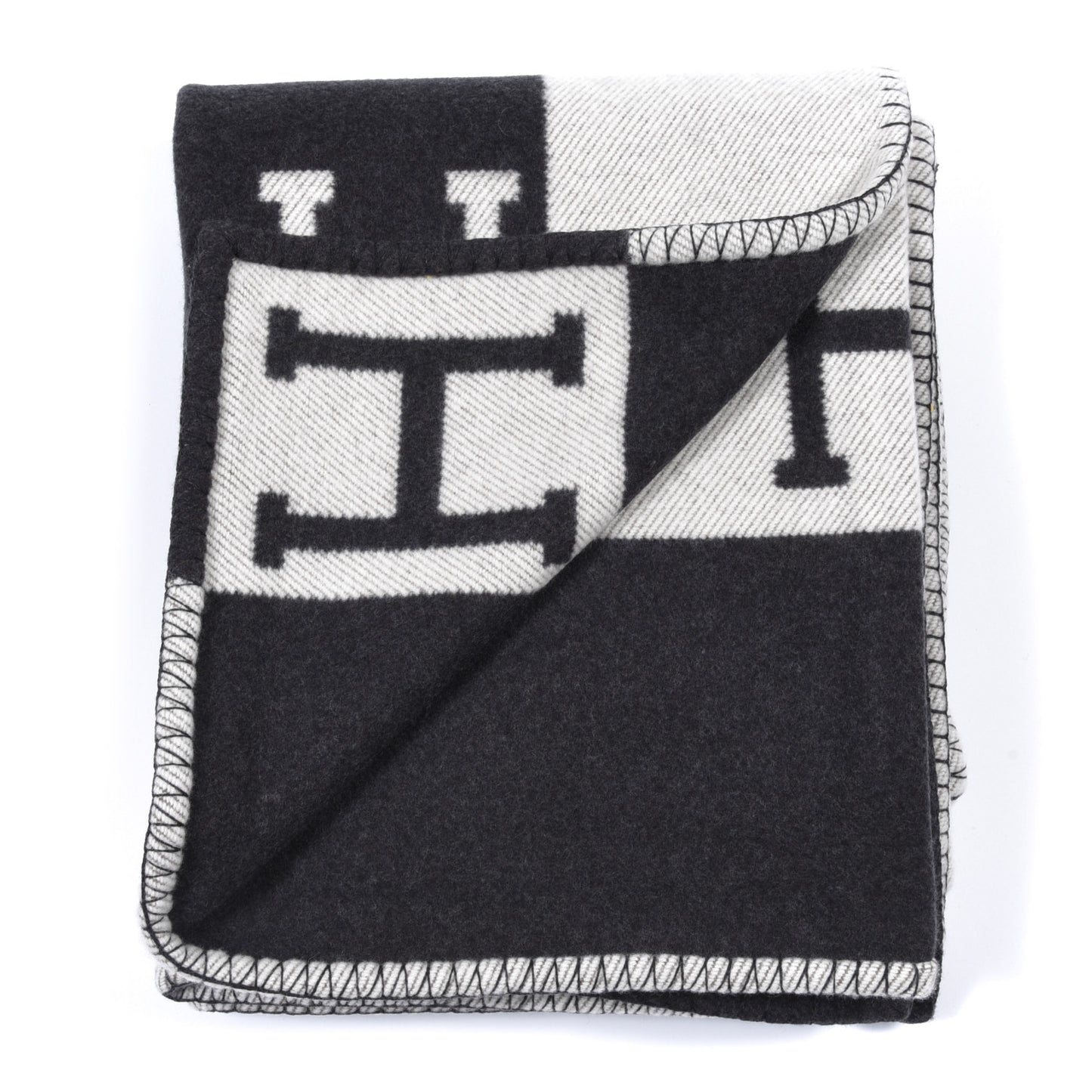 Wool Cashmere Avalon Blanket Ecru Gris Fonce