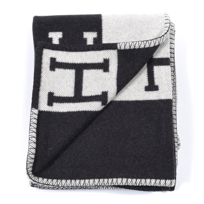 Hermes Wool Cashmere Avalon Blanket Ecru Gris Fonce 2 of 3