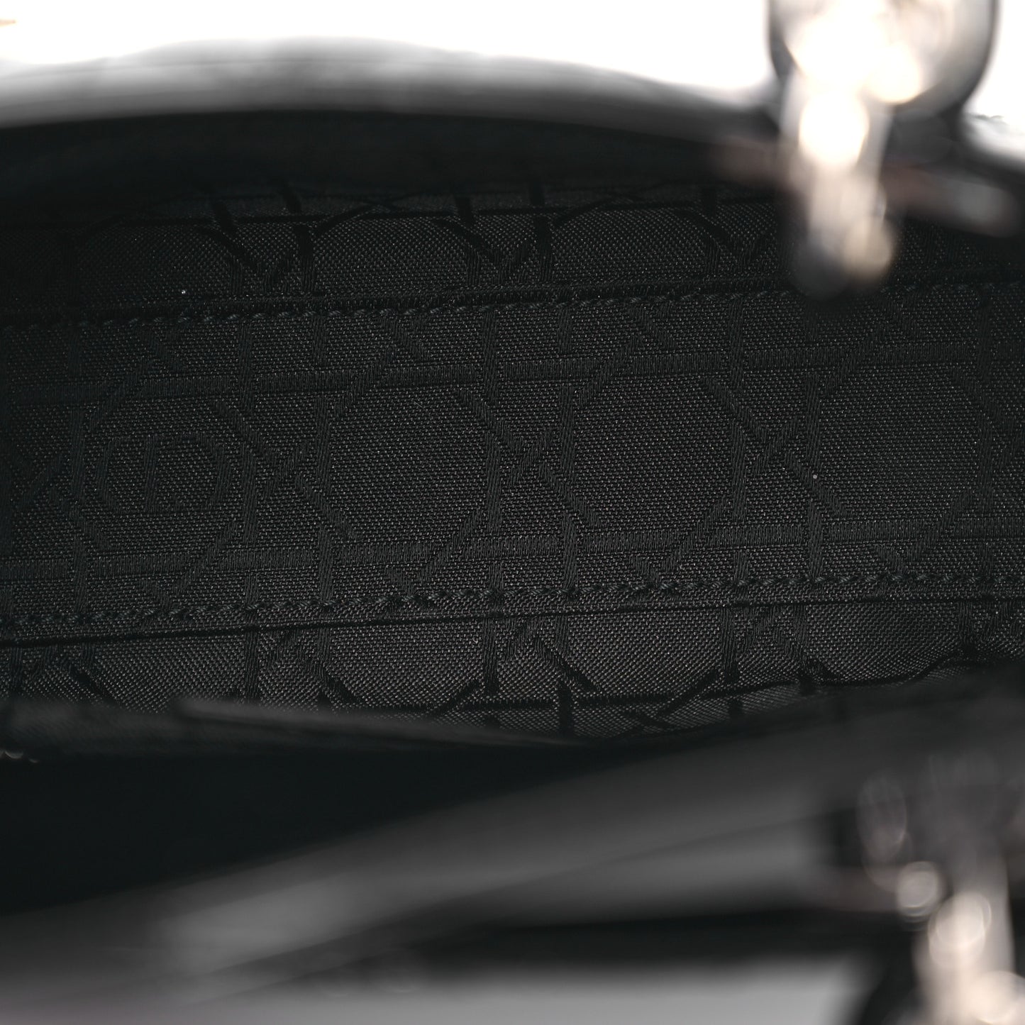 Patent Cannage Mini Lady Dior Black