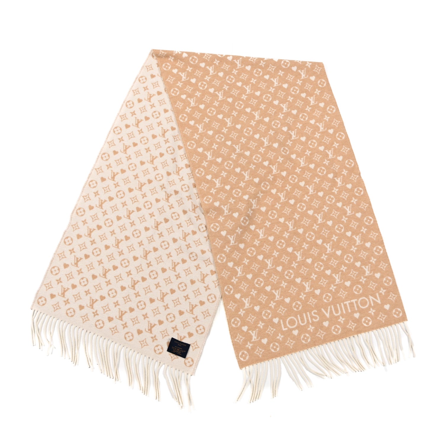 Louis Vuitton Cashmere Monogram Game On Scarf Dune Beige 2 of 5