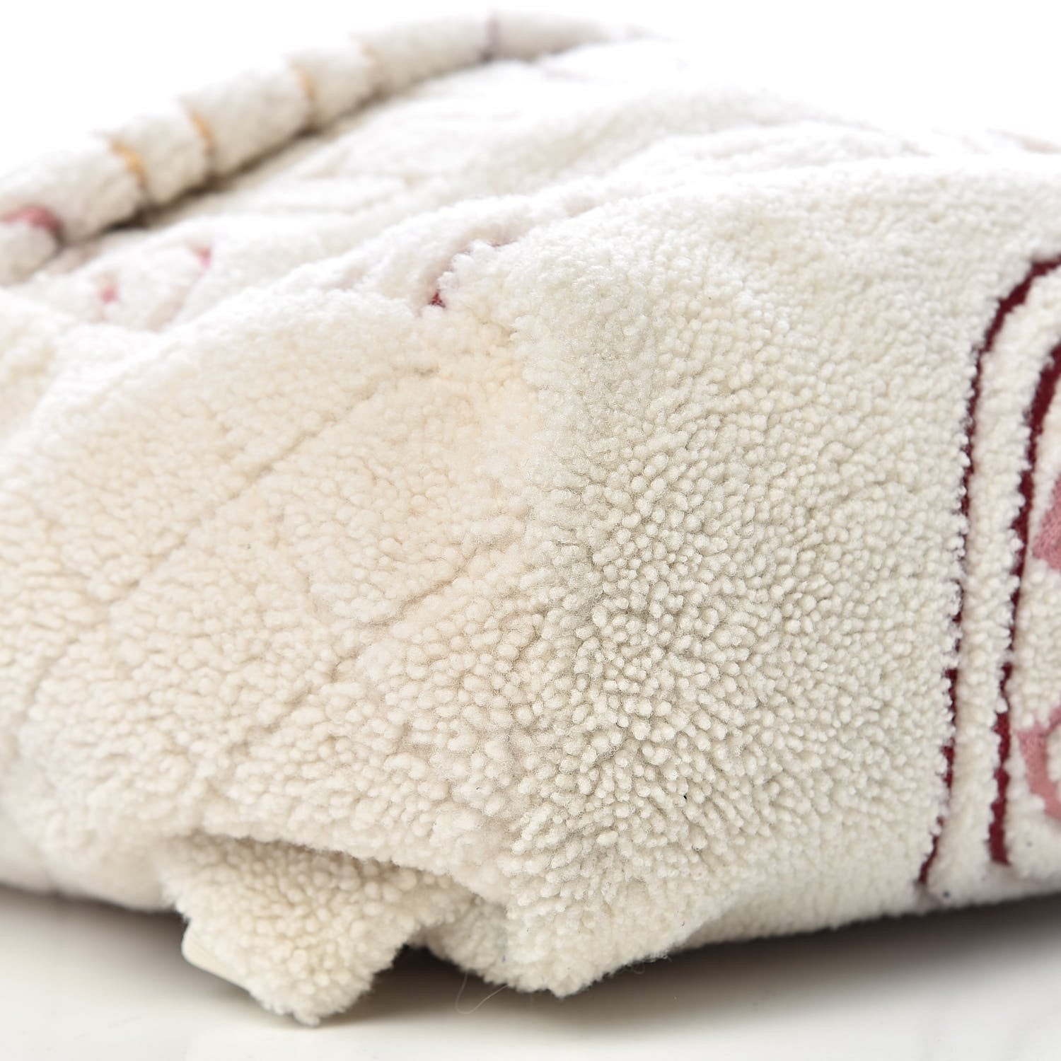 Chanel Shearling Sheepskin Coco Neige Backpack White Burgundy Beige 8 of 10