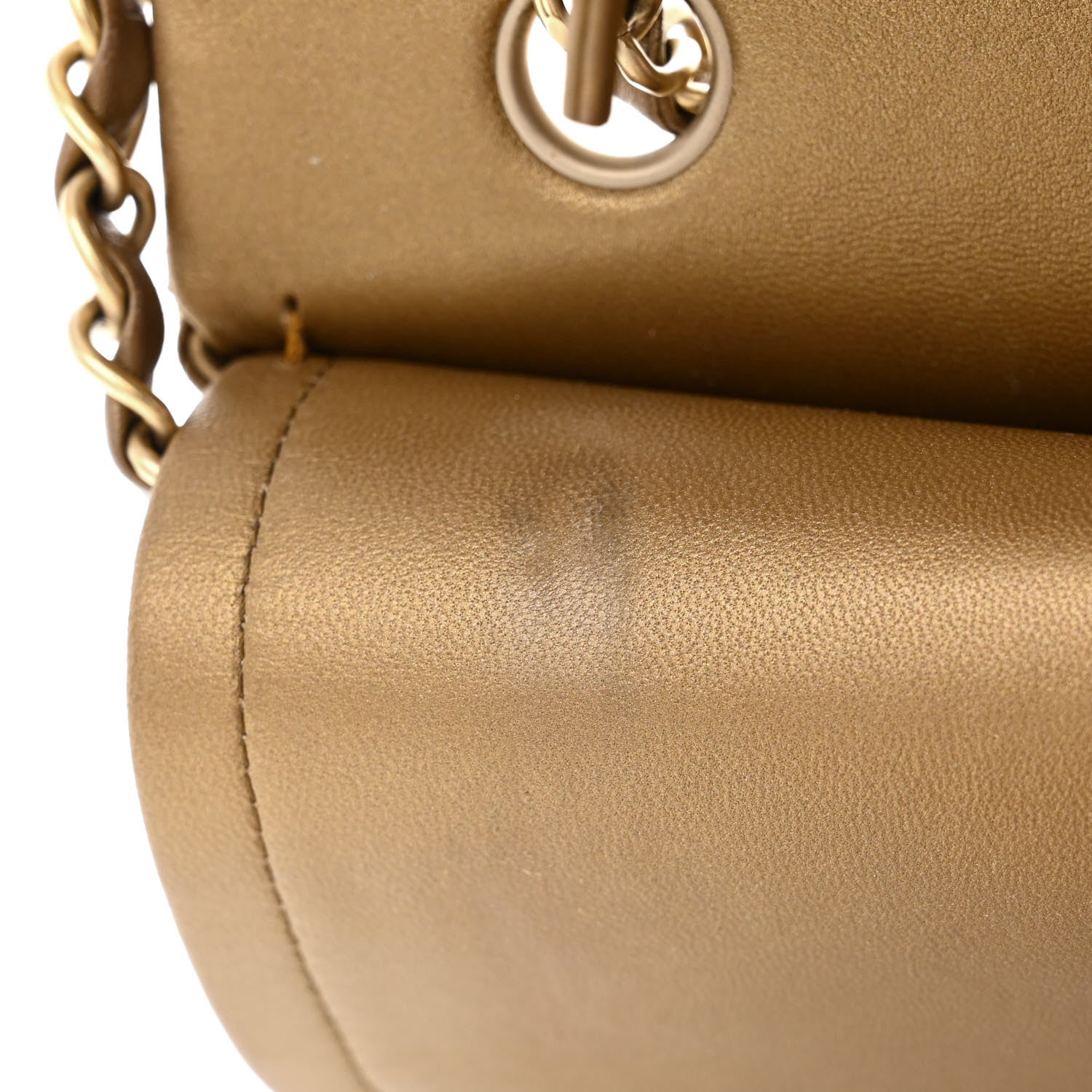 Chanel Metallic Lambskin Quilted Medium Double Flap Khaki 16 of 19