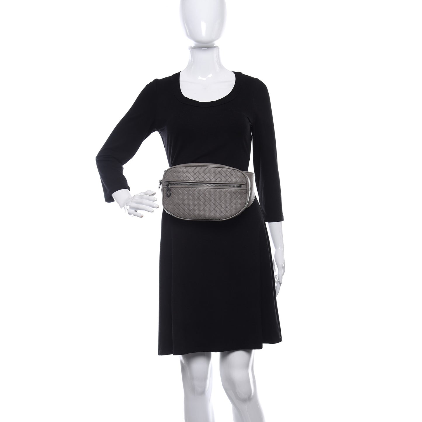 Nappa Intrecciato Belt Bag Dark Cement