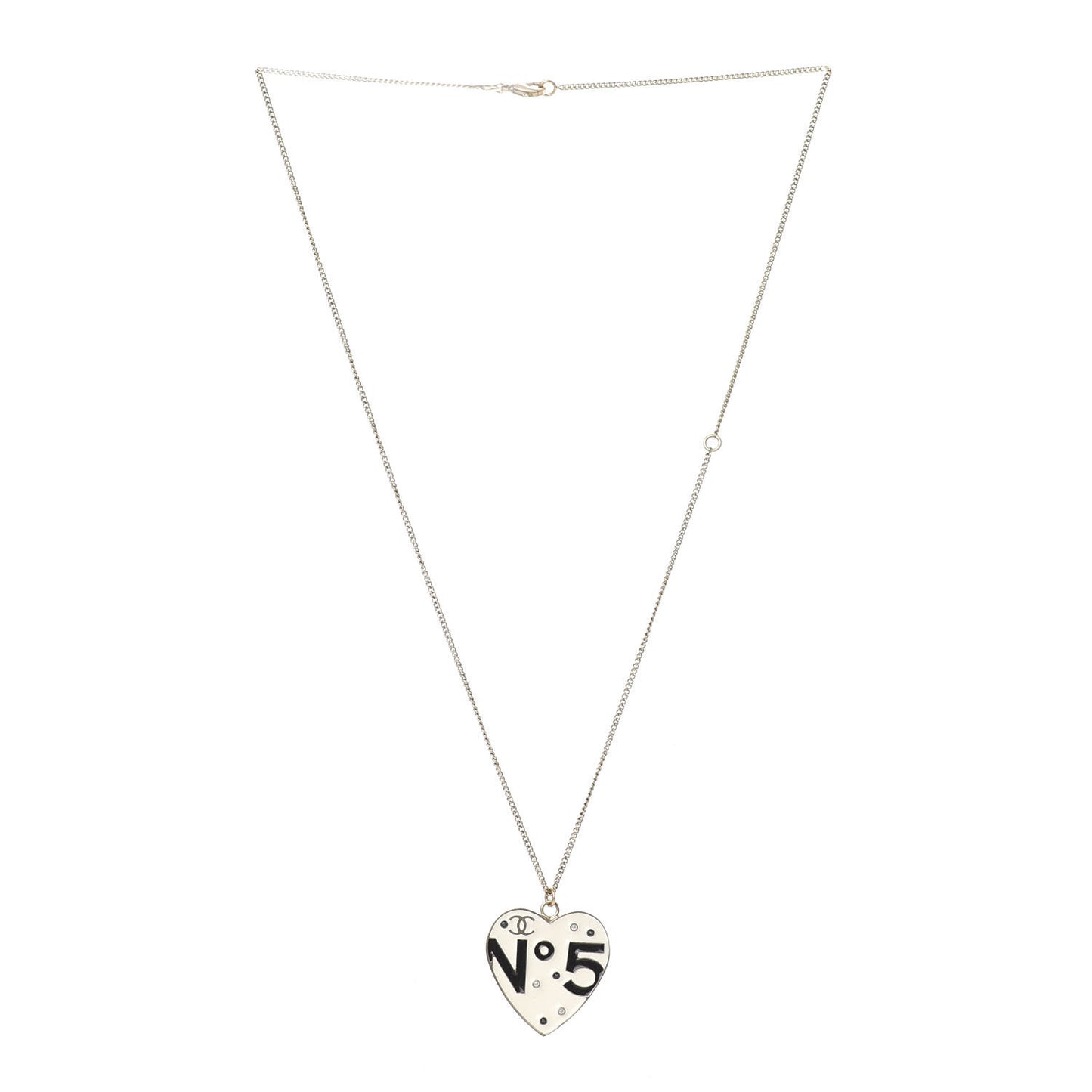 Enamel Heart No 5 CC Necklace Gold Black