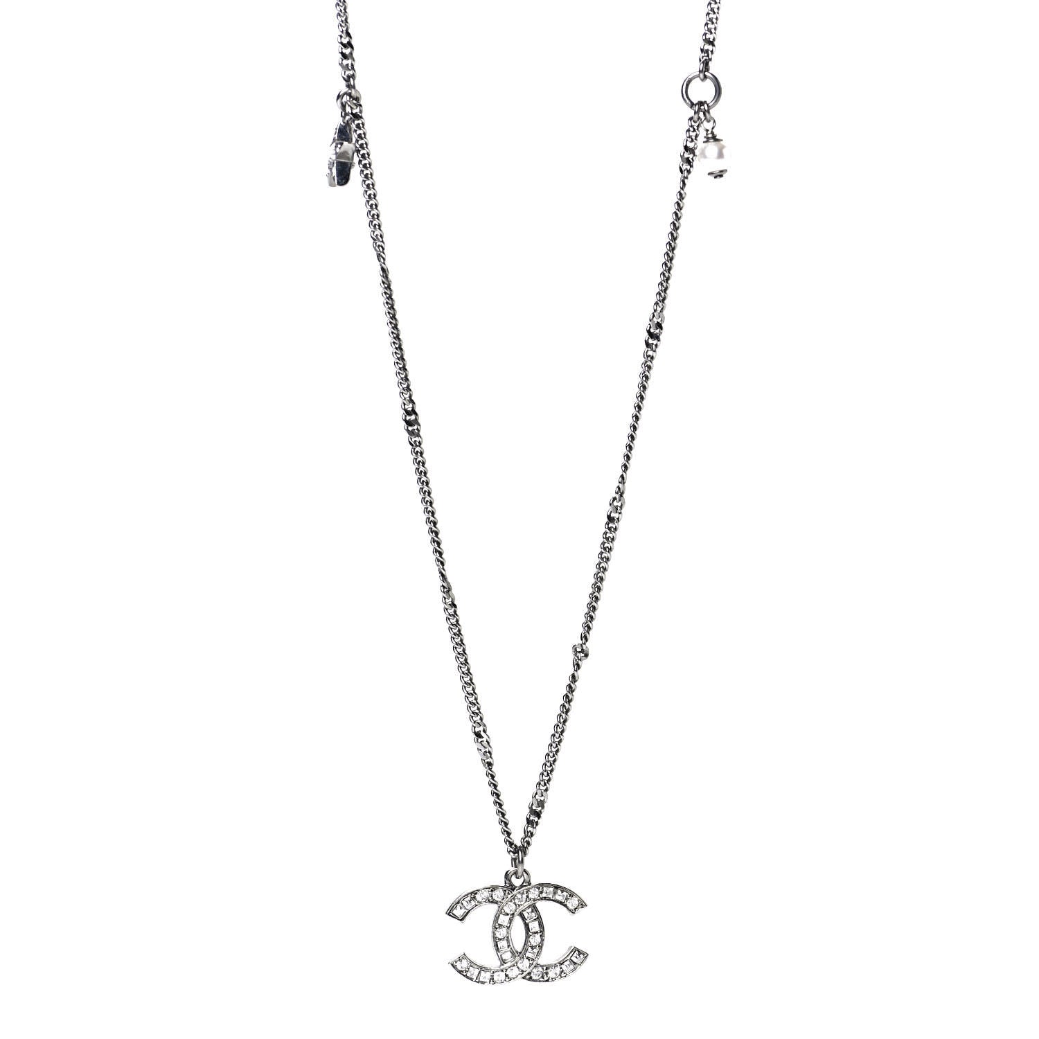 Chanel Crystal Pearl Star CC Necklace Pearly White 1 of 6