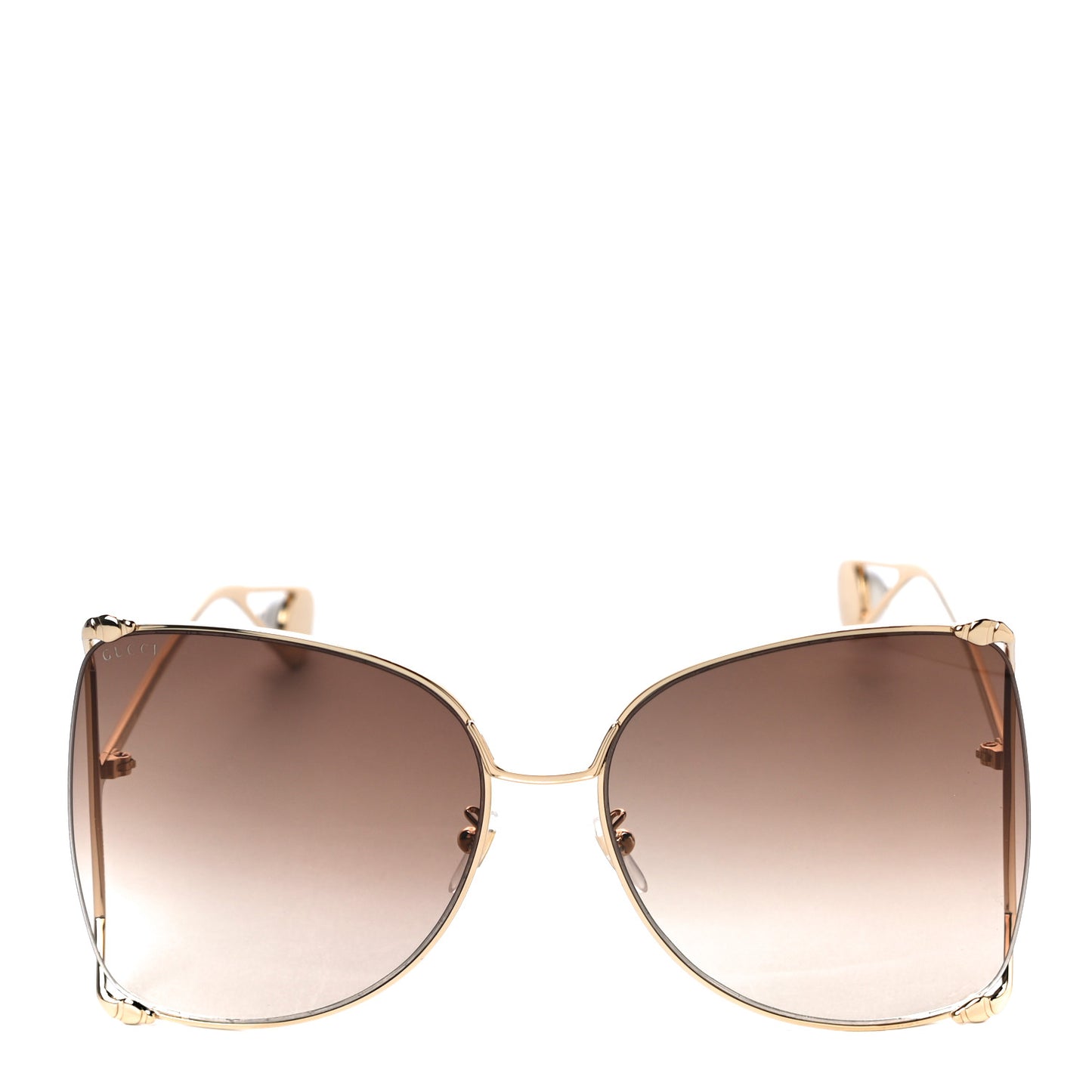 Oversized Round Sunglasses GG0252S Gold Brown