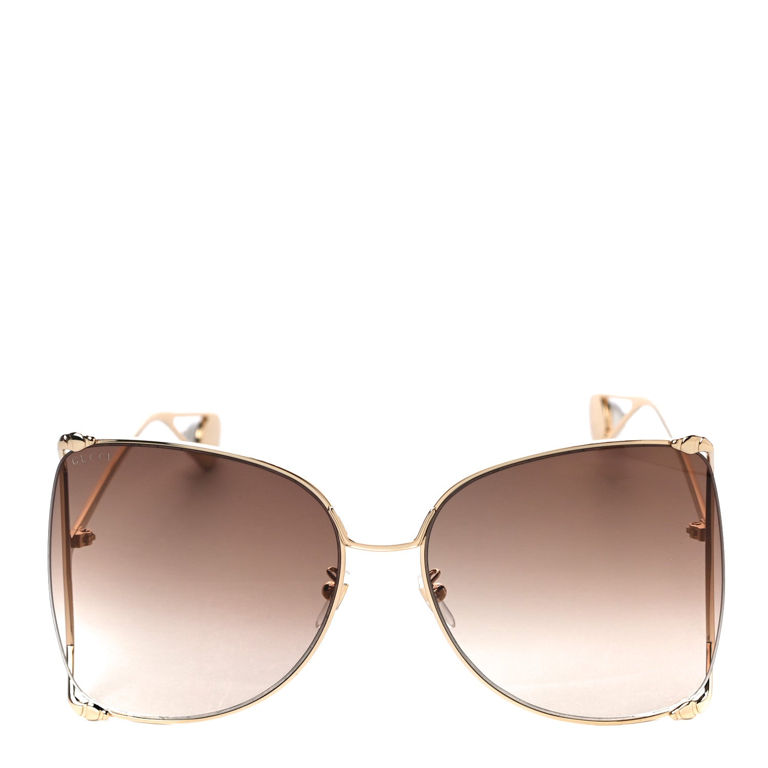 Gucci Oversized Round Sunglasses GG0252S Gold Brown 4 of 7
