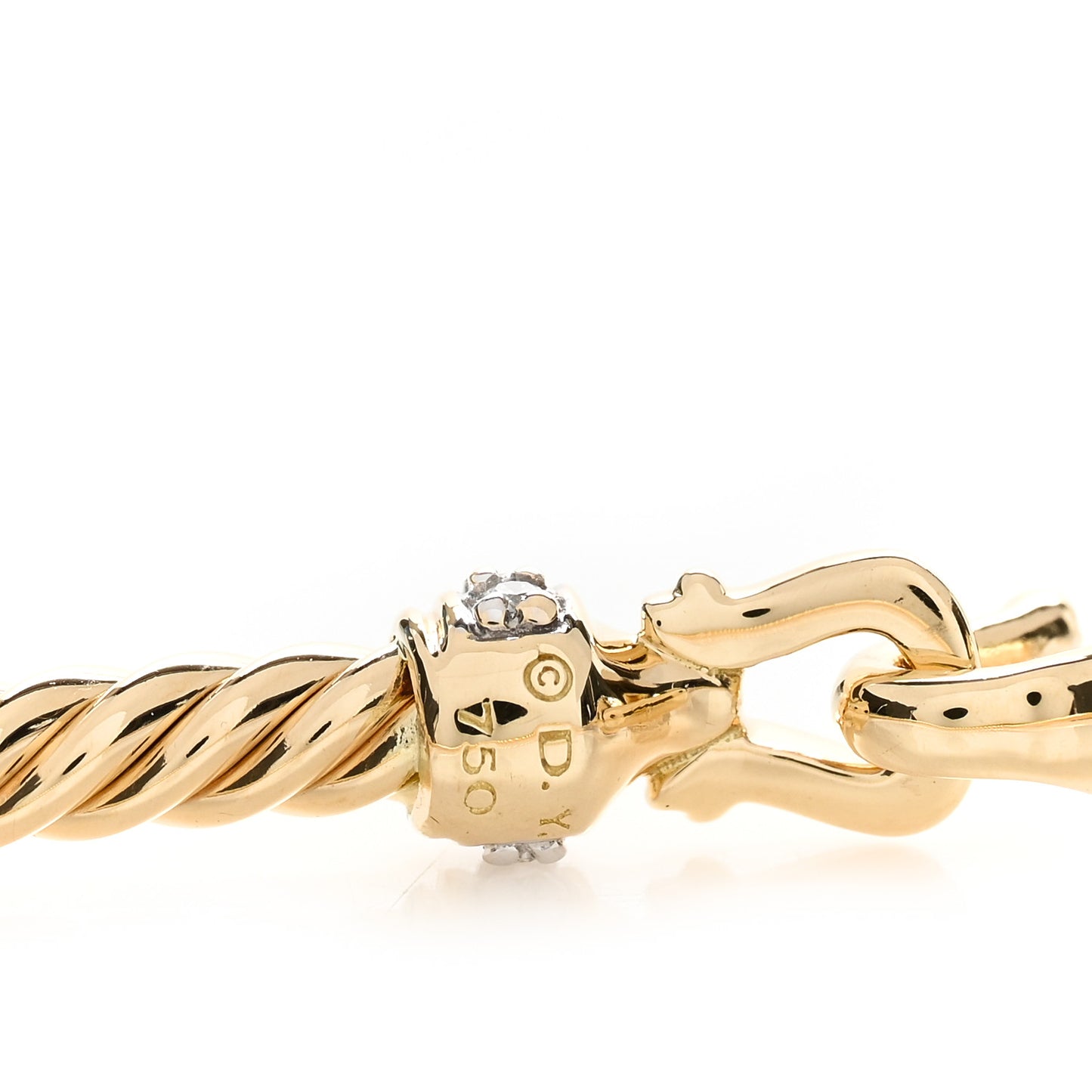 18K Yellow Gold Diamond 2.6mm Cable Collectibles Buckle Bracelet