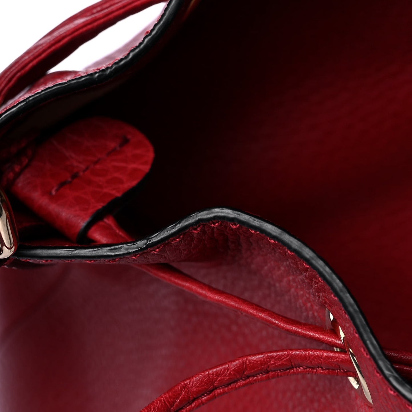 Pebbled Calfskin Small Rockstud Bucket Bag Red