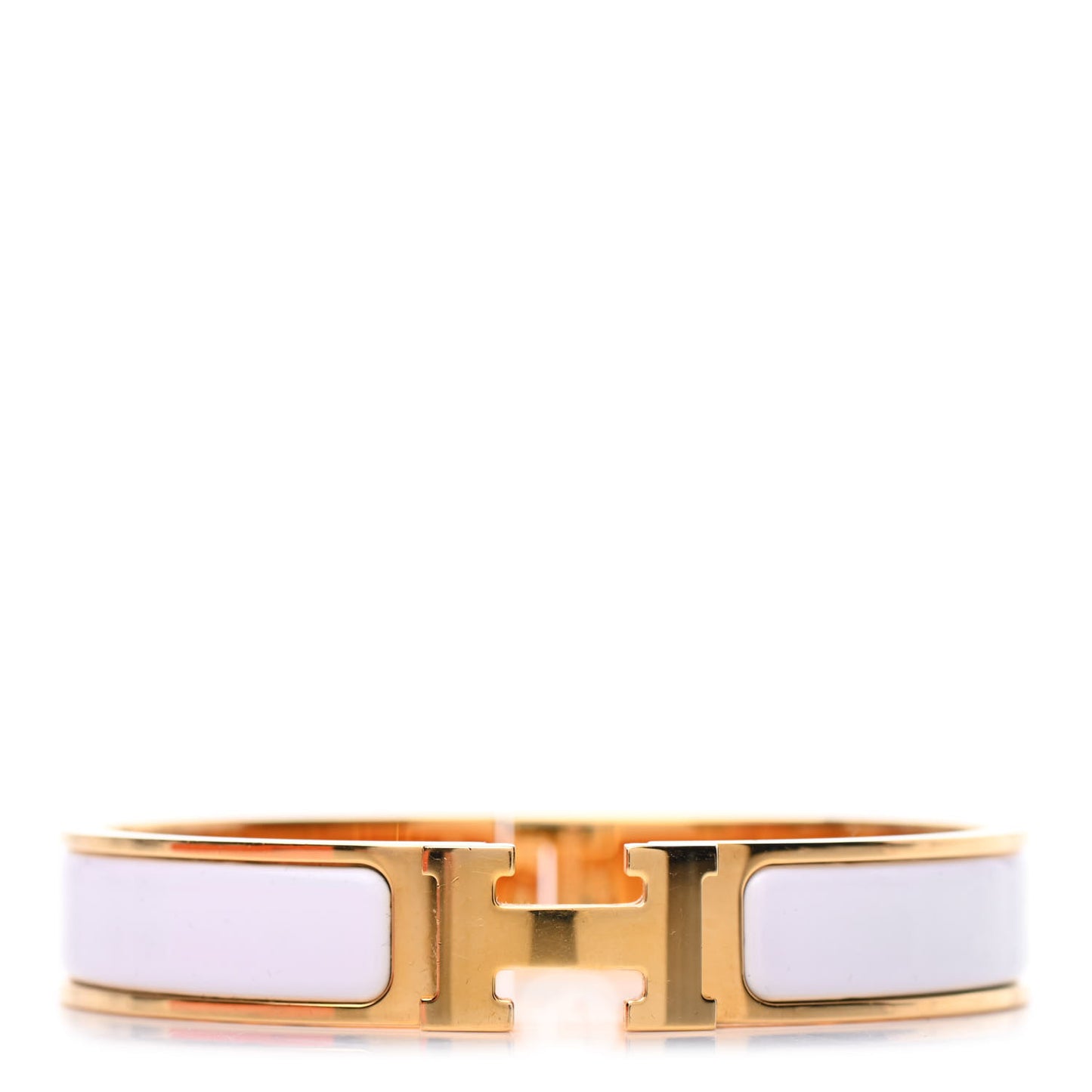 Enamel Narrow Clic Clac H Bracelet PM White