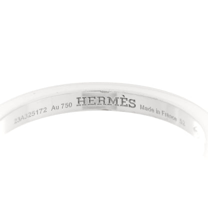 Hermes 18K White Gold Diamond MM Chaine d'Ancre Contour Ring 52 6 4 of 5