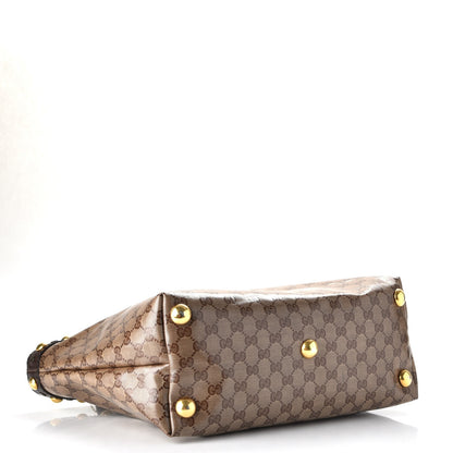 Gucci Crystal Monogram Medium Babouska Shopping Tote Dark Brown 4 of 7