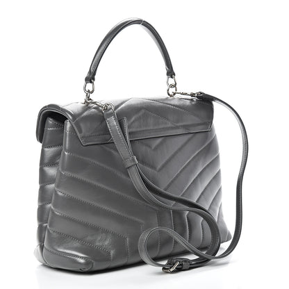 Saint Laurent Calfskin Y Quilted Monogram Medium Loulou Satchel Kaki Fonce 2 of 14