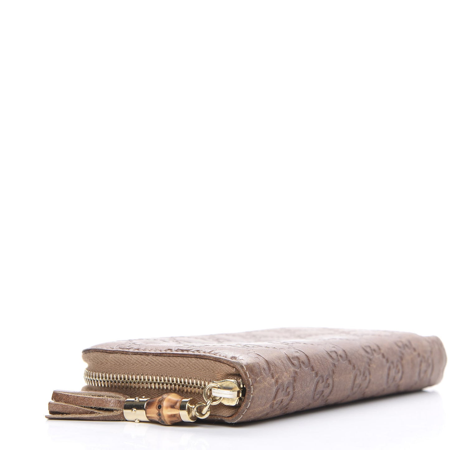 Guccissima Bamboo Tassel Zip Around Wallet Light Brown