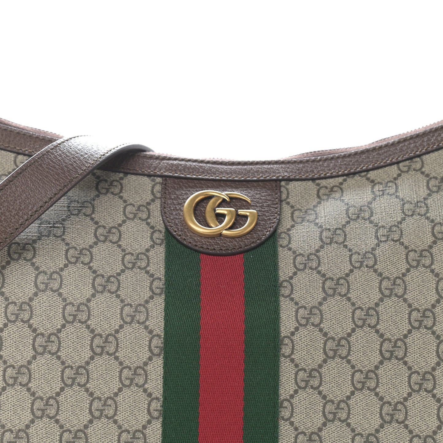 GG Supreme Monogram Web Ophidia Half Moon Hobo Brown