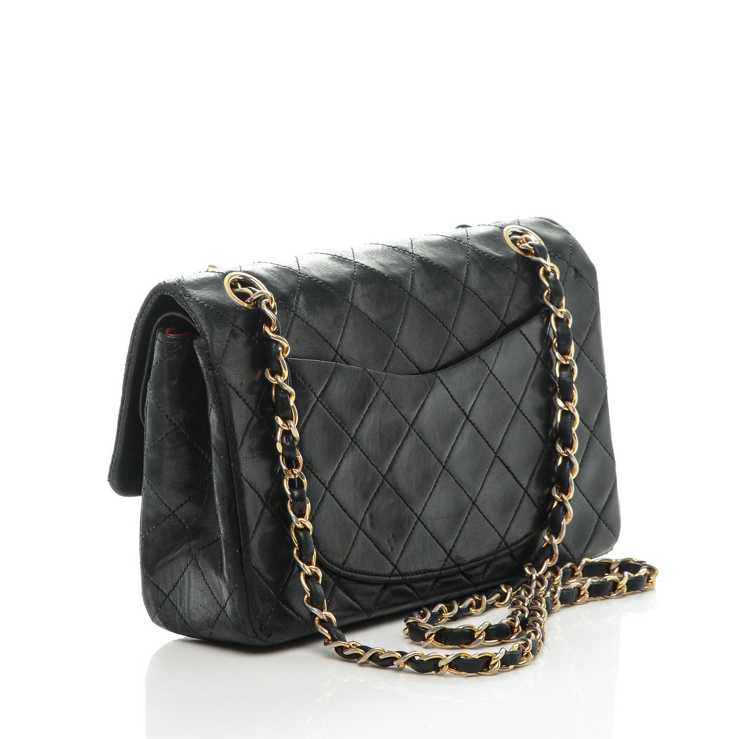 Lambskin Quilted Small Double Flap Black