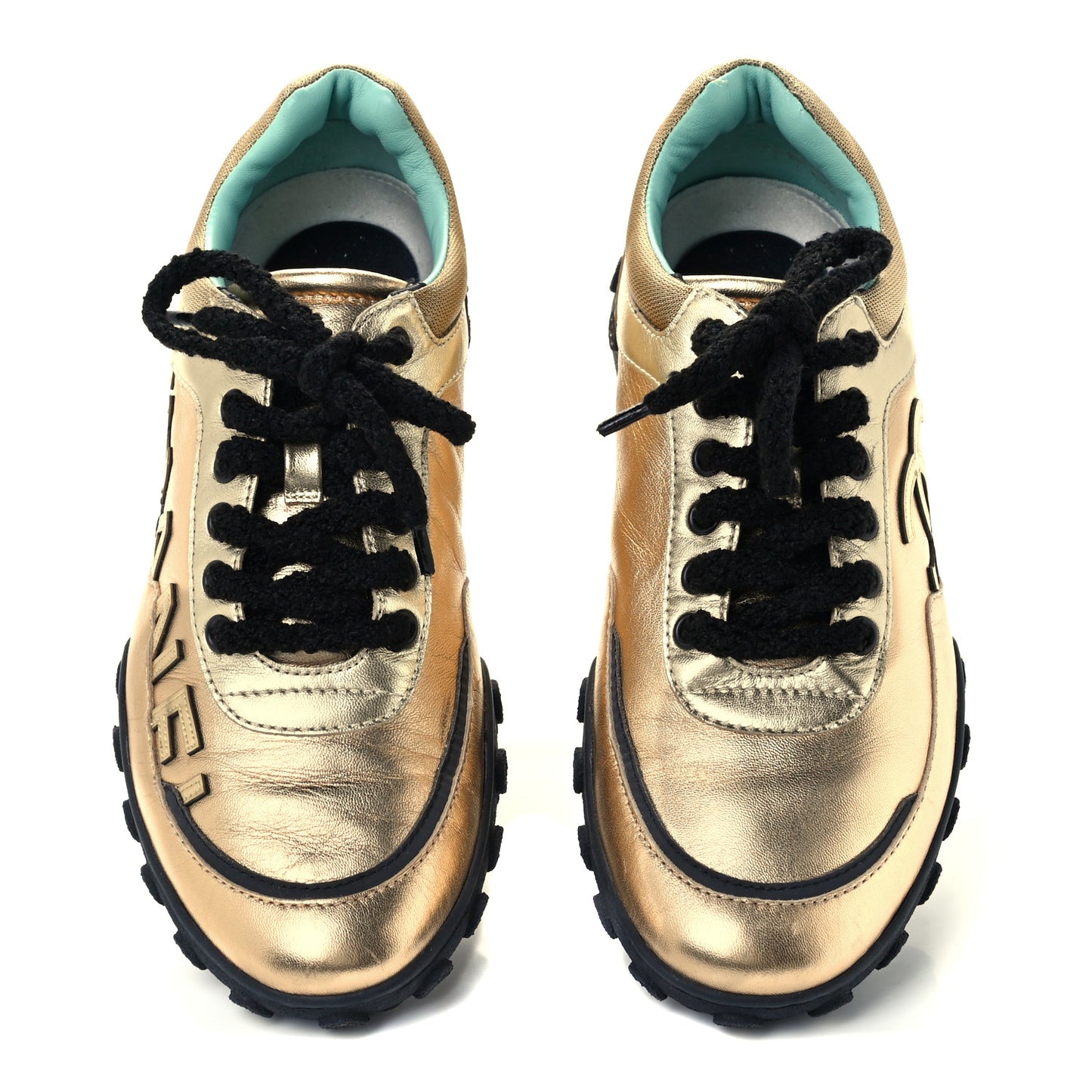 Metallic Satin Finish CC Womens Sneakers 38 Gold