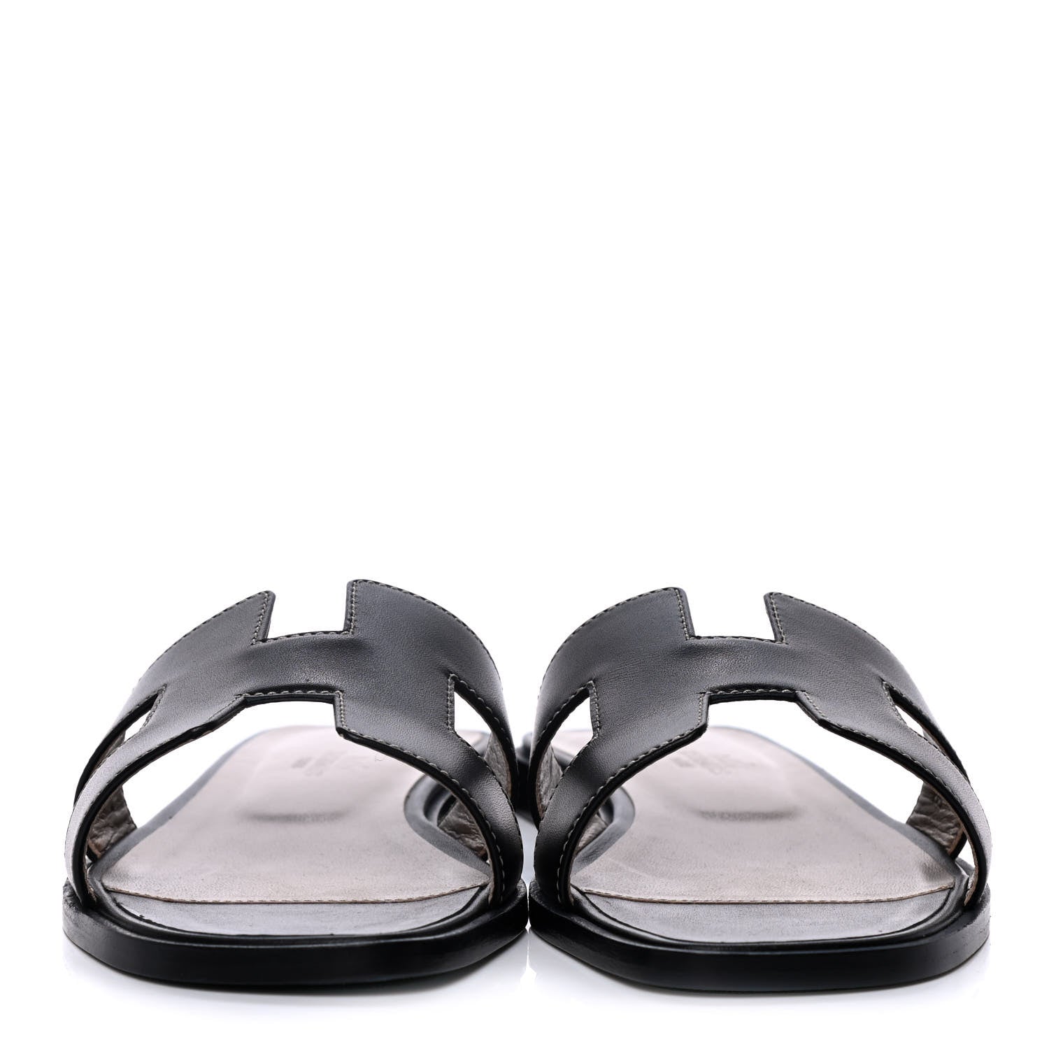 Hermes Box Calfskin Oran Sandals 37 Black 2 of 8