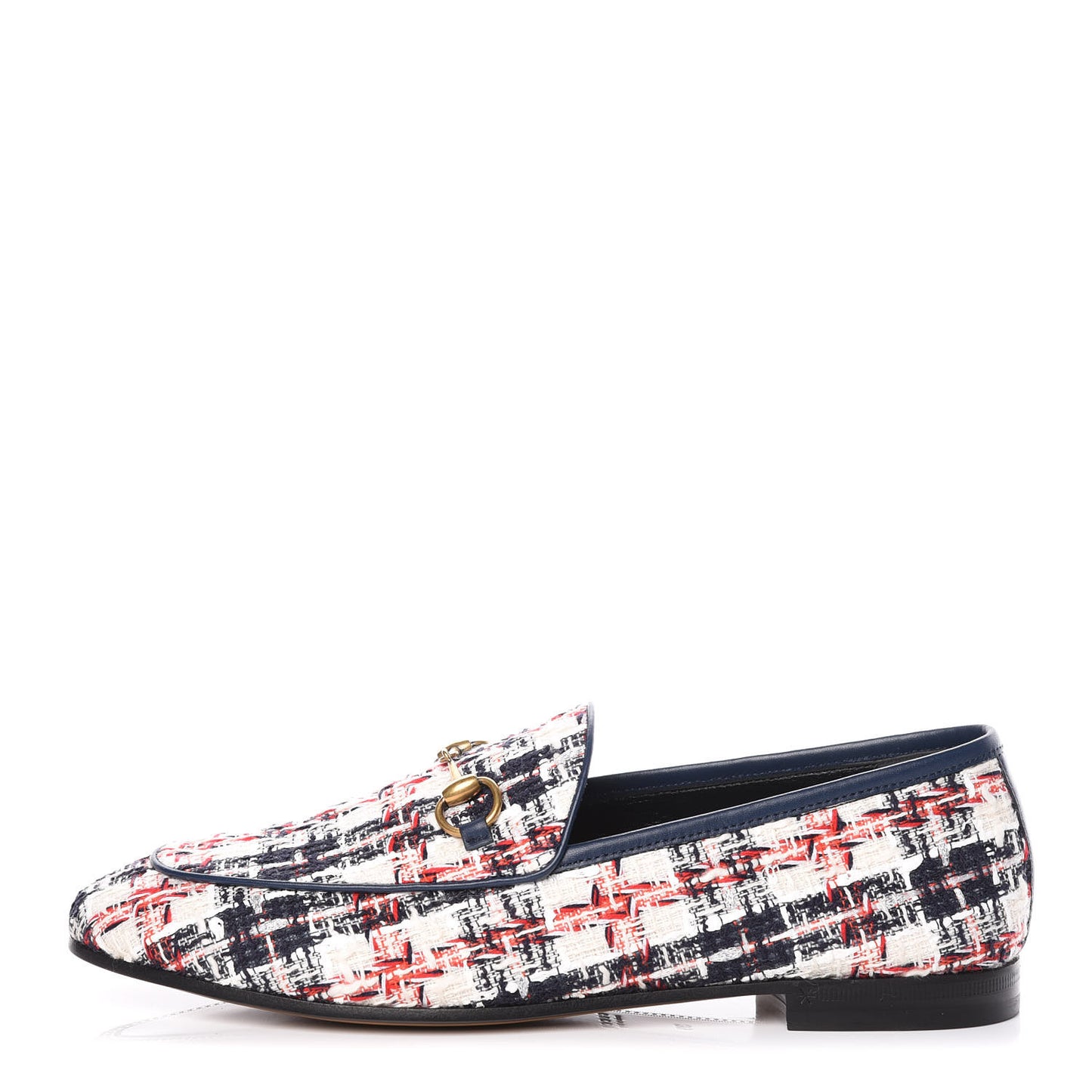Tweed Check Horsebit Womens Jordaan Loafers 39 Gardenia Ink Blue Agata