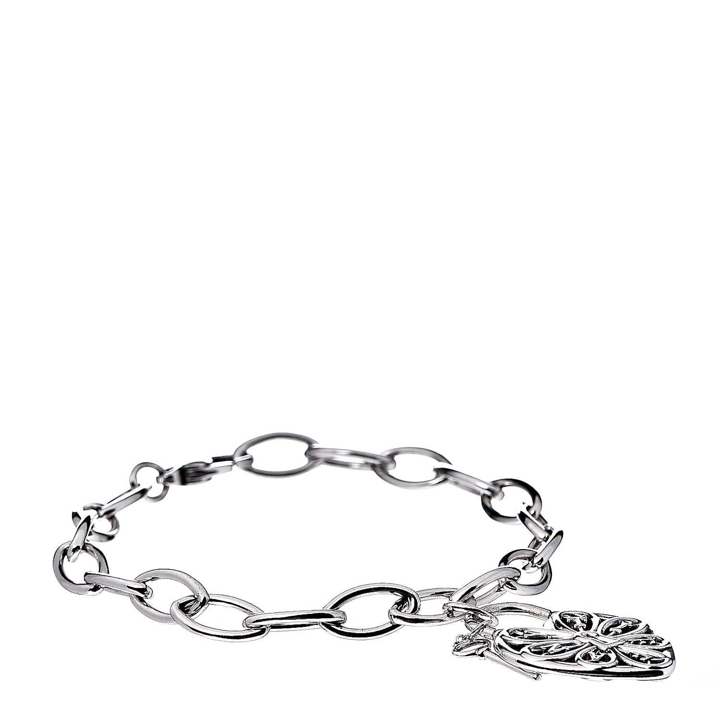 Sterling Silver Filigree Heart Key Bracelet