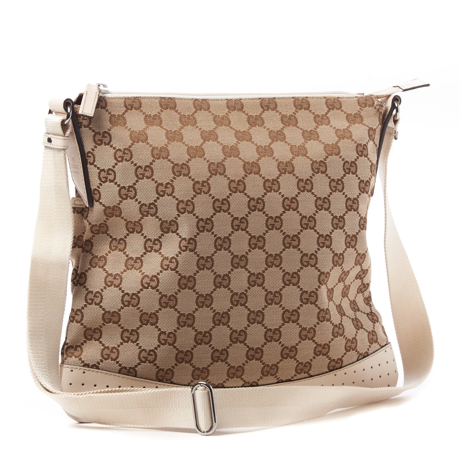Gucci Monogram Calfskin Perforated Medium Flat Messenger Bag Off White 2 of 10