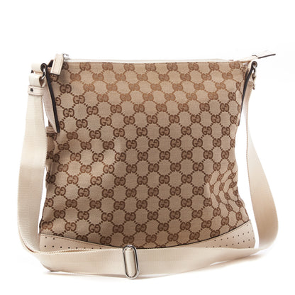 Gucci Monogram Calfskin Perforated Medium Flat Messenger Bag Off White 2 of 10