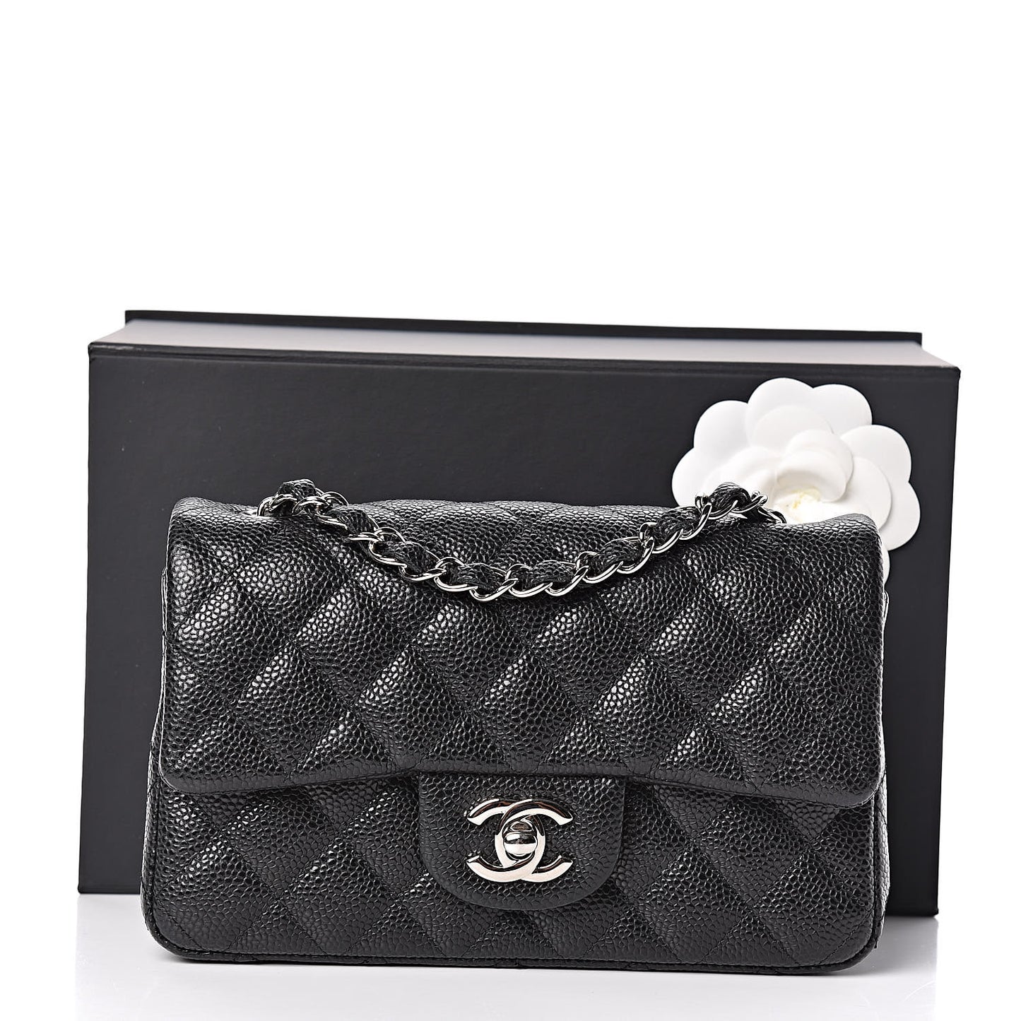Caviar Quilted Mini Rectangular Flap Black