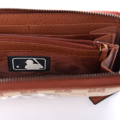 Gucci X MLB GG Monogram NY Yankees Zip Around Wallet Beige Ruggine Ivory 8 of 11