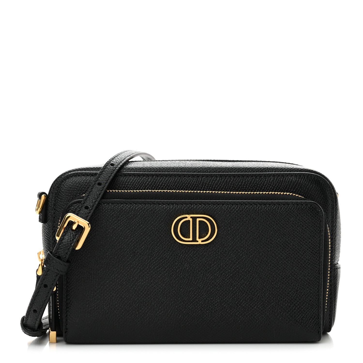 Christian Dior Grained Calfskin Caro Double Pouch Black 1 of 11