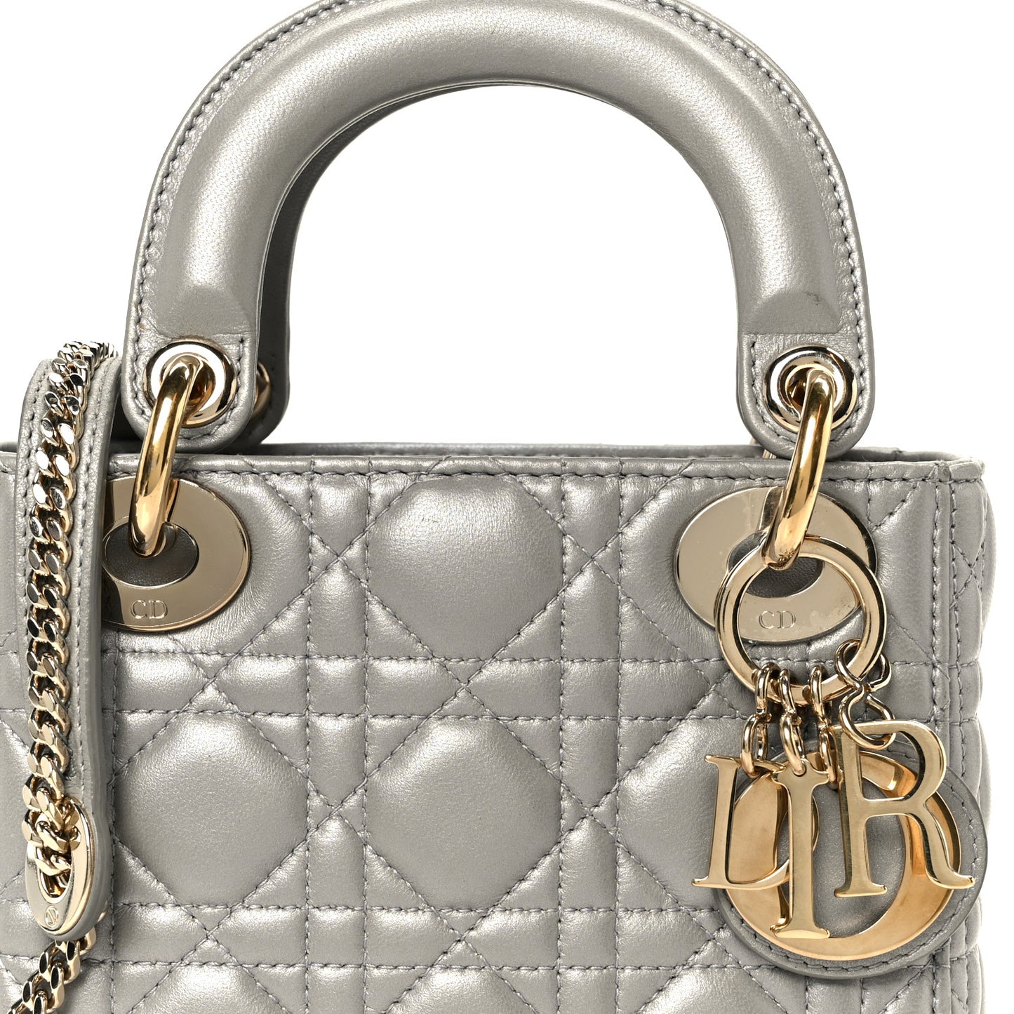 Lambskin Cannage Mini Lady Dior Gray Opaline