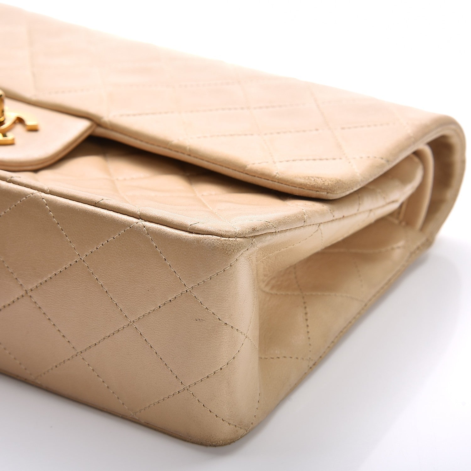 Chanel Lambskin Quilted Medium Double Flap Beige 14 of 19