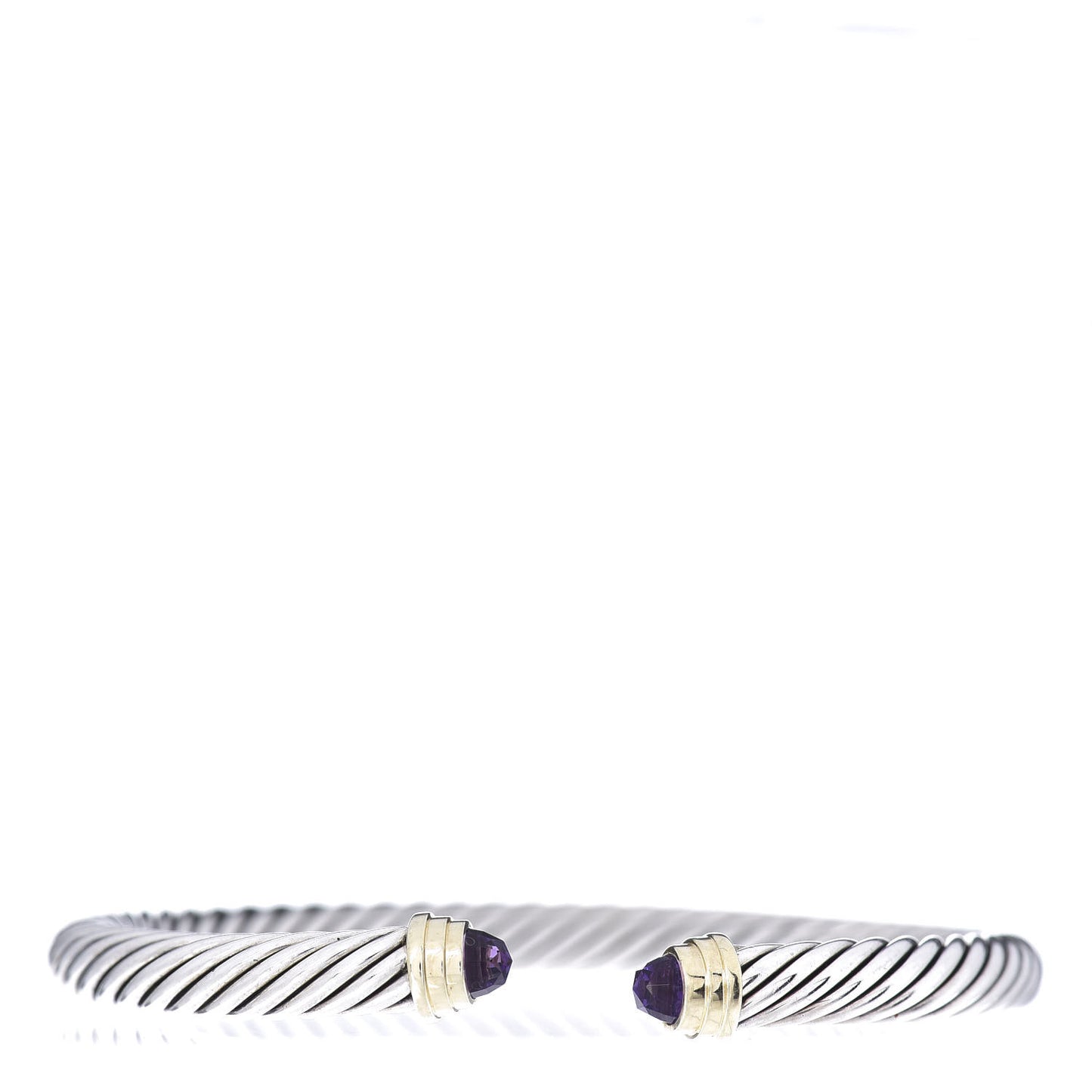 Sterling Silver 14K Yellow Gold Amethyst 5mm Cable Classics Petite Color Bracelet