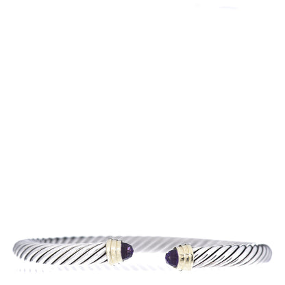 David Yurman Sterling Silver 14K Yellow Gold Amethyst 5mm Cable Classics Petite Color Bracelet 1 of 4