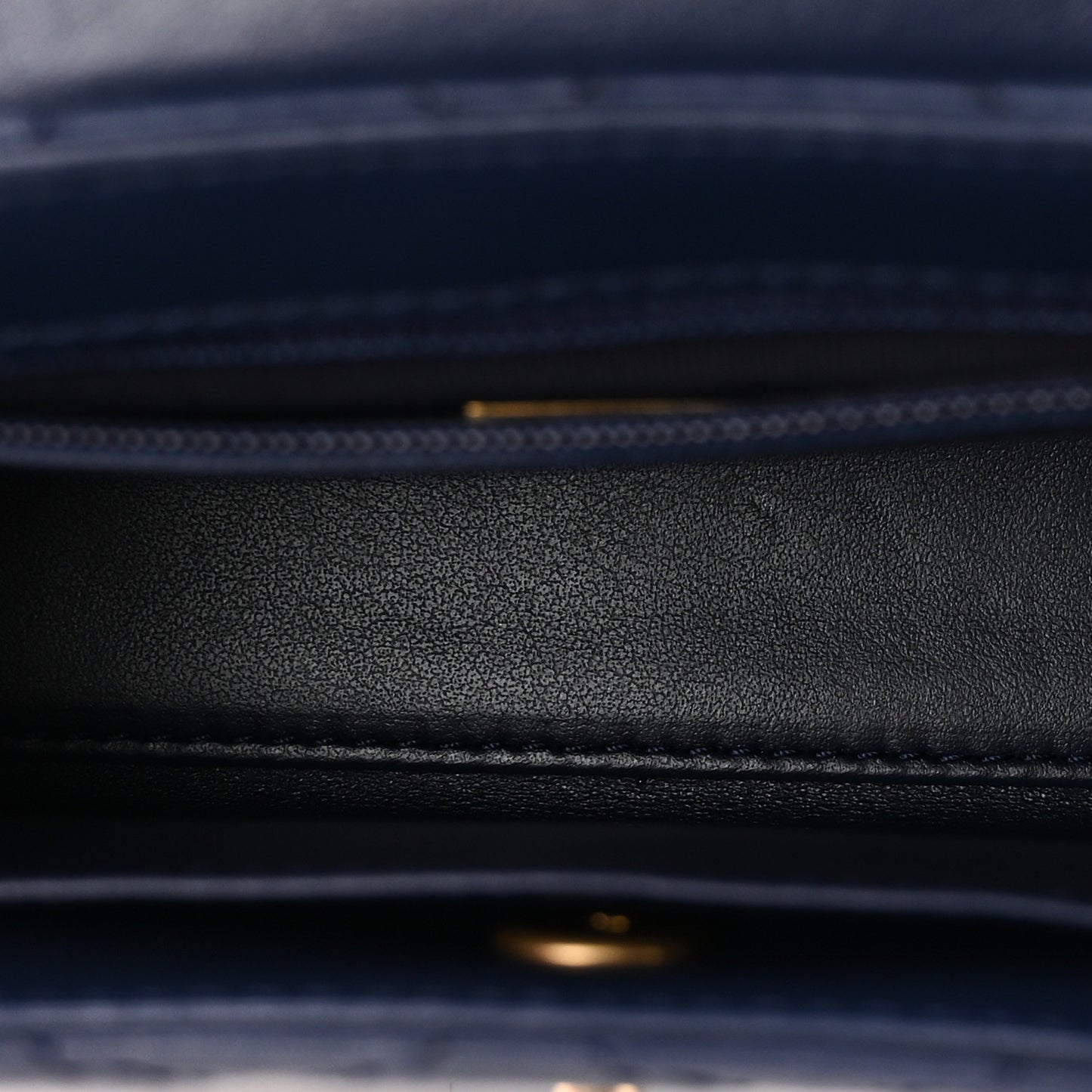 Shiny Aged Calfskin Quilted Nano Kelly Shopper Dark Blue