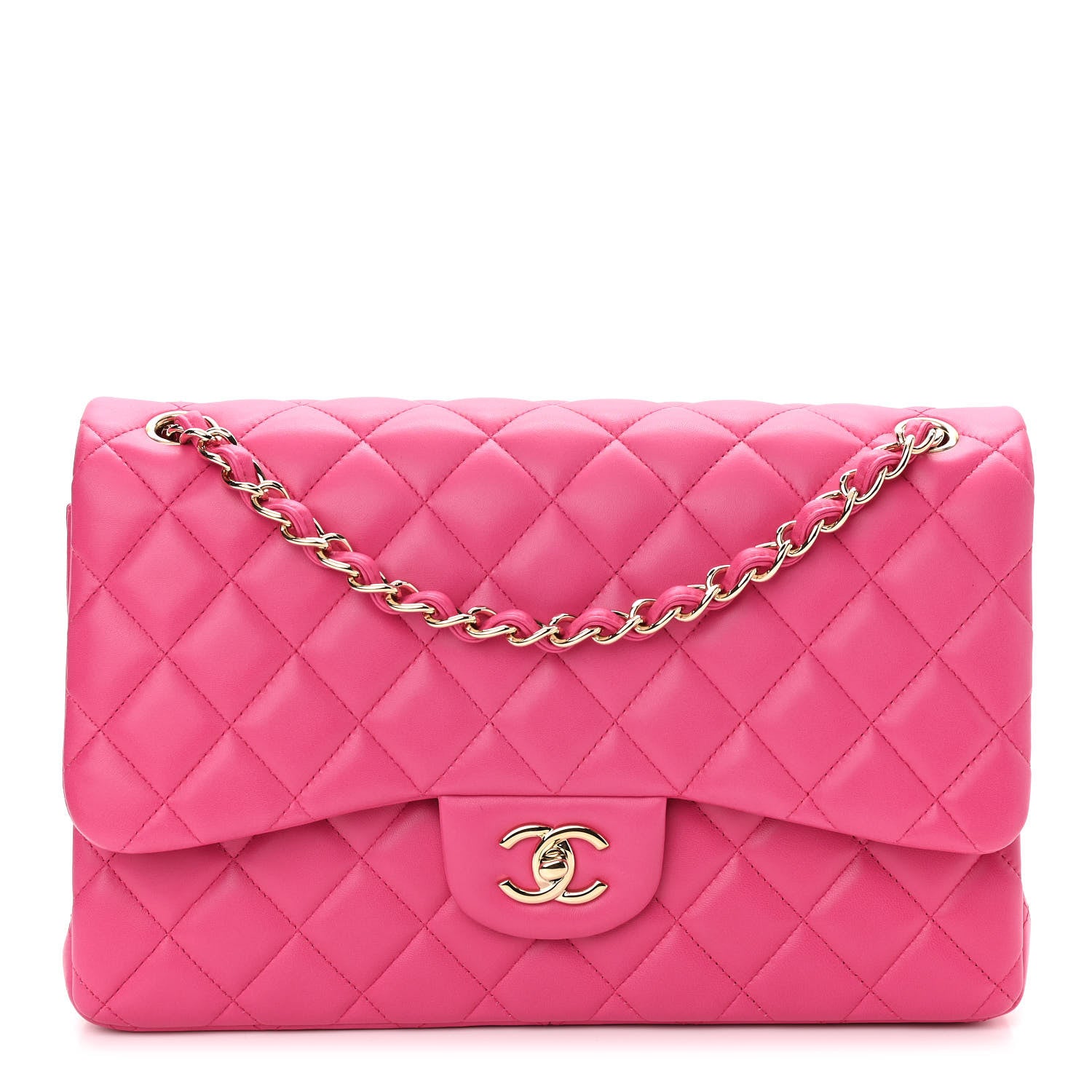 Chanel Lambskin Quilted Jumbo Double Flap Fuchsia 1 of 10