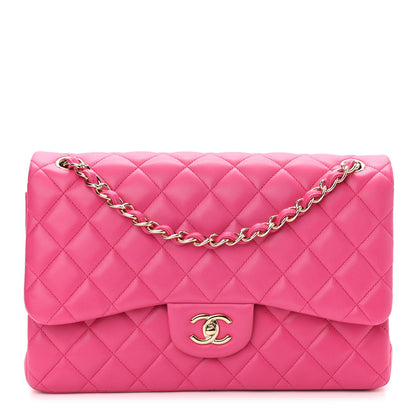 Chanel Lambskin Quilted Jumbo Double Flap Fuchsia 1 of 10