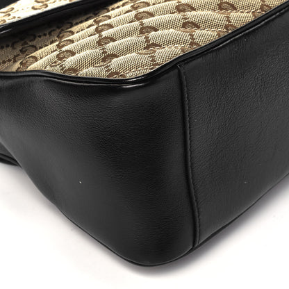 Gucci Monogram Azalea Calfskin Matelasse Diagonal Small GG Marmont Top Handle Shoulder Bag Beige Ebony Black 8 of 9