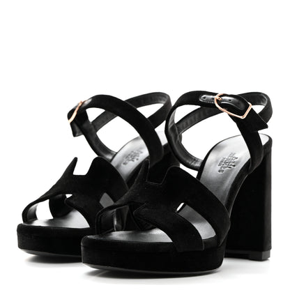 Hermes Velvet Jazz 90 Sandals 39 Black 3 of 9