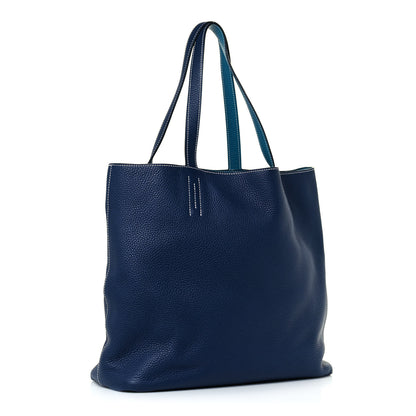 Hermes Taurillon Clemence Double Sens 36 Reversible Tote Bleu Sapphire Izmir 3 of 22