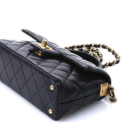Chanel Lambskin Quilted Mini Flap Top Handle Bag Black 10 of 10