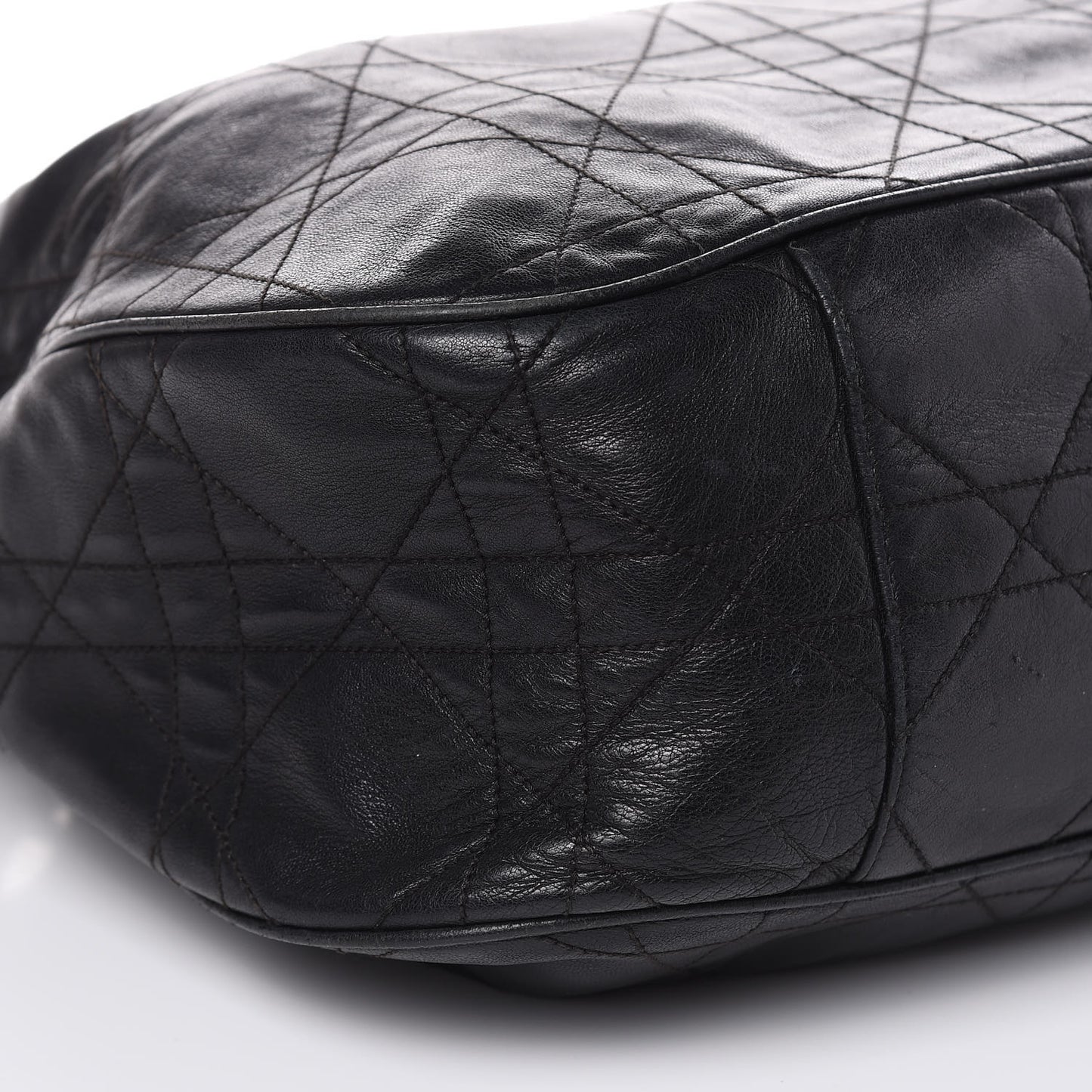 Lambskin Cannage Drawstring Bag Black