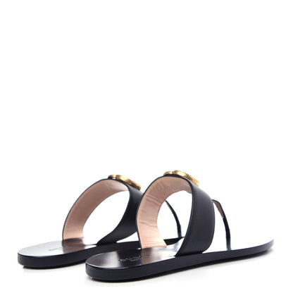 Gucci Calfskin GG Marmont Thong Sandals 36.5 Black 4 of 10