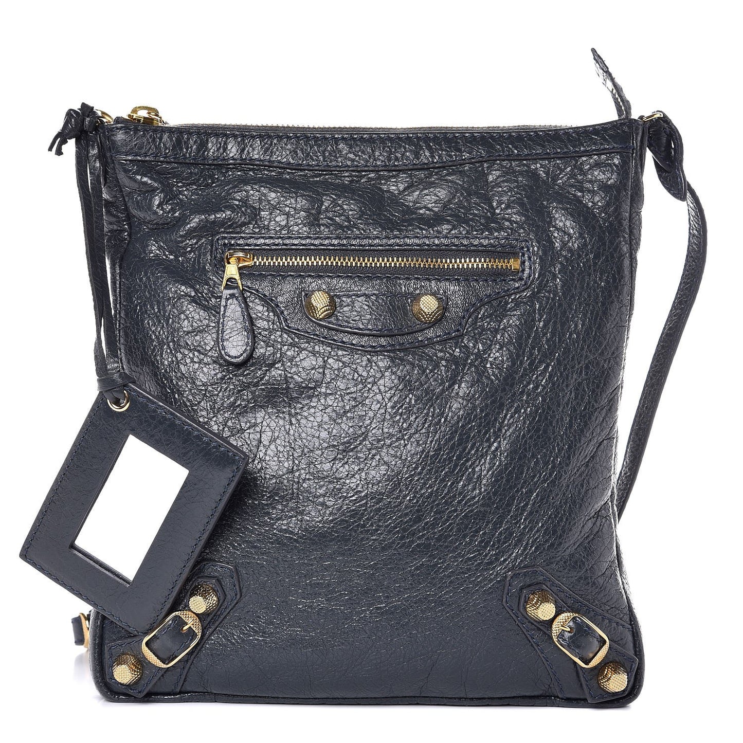 Agneau Giant 12 Gold Hardware Flat Crossbody Anthracite