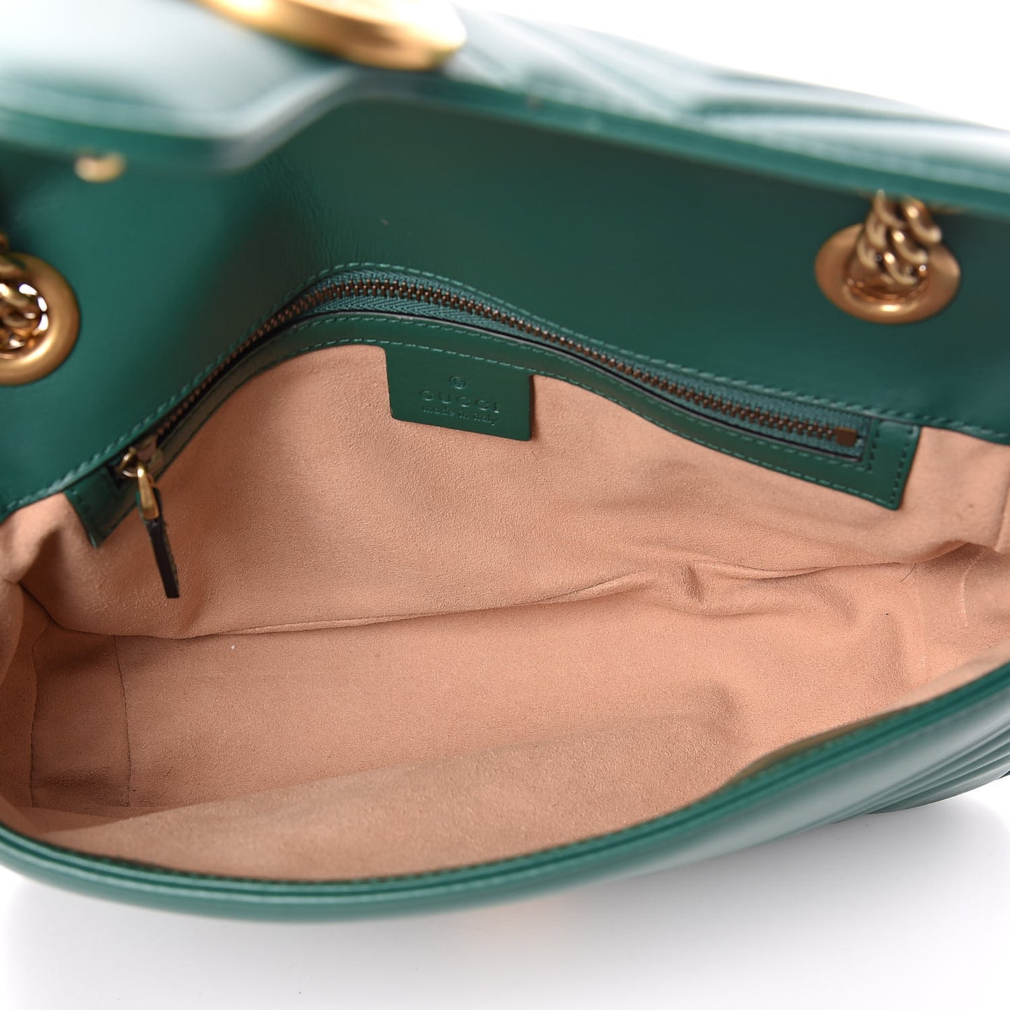 Calfskin Matelasse Small GG Marmont Shoulder Bag Emerald Green